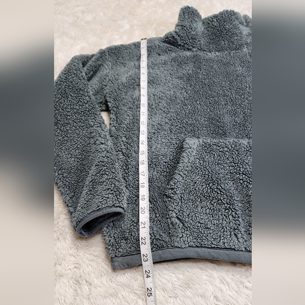 Eddie Bauer Plush Teddy Fleece Funnel Neck Pullover Sweater Sz Medium Dusty Teal - Picture 7 of 11